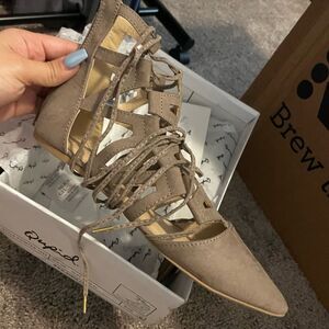 Brand new Qupid flat sandals shoes size 6 beige nude